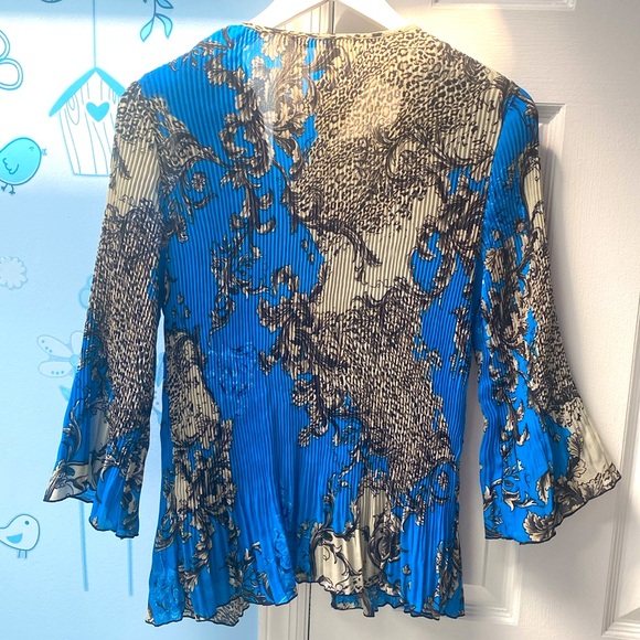 Vintage Signature by Larry Levine Pleated Patterned Floral Blouse Women's Size S - Picture 5 of 11